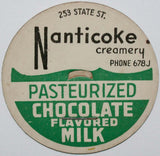 Vintage milk bottle cap NANTICOKE CREAMERY Chocolate Phone 678J Pennsylvania
