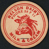 Vintage milk bottle cap NELSON DAIRY Milk and Cream cow pictured Phone 28 F 11