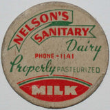 Vintage milk bottle cap NELSONS SANITARY DAIRY Phone 1141 Red Oak Iowa used