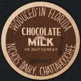 Vintage milk bottle cap NICHOLS DAIRY Chocolate Produced Florida Chattahoochee