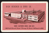 Vintage single playing card NICK BEUCHER and SONS Hides pink background Chicago