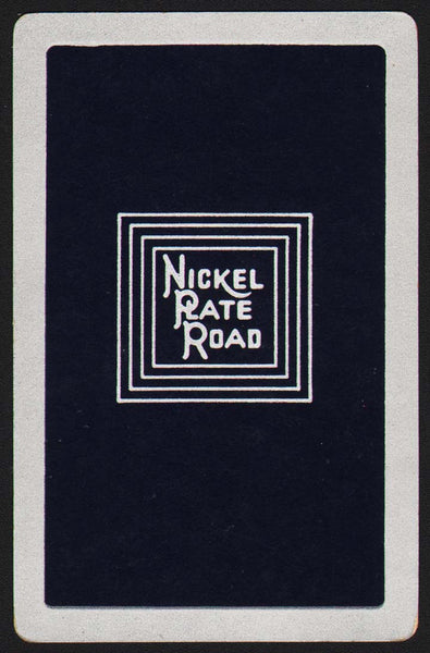 Vintage playing card NICKEL PLATE ROAD railroad dark blue background square logo
