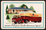 Vintage playing card NORTH AMERICAN VAN LINES blue border truck house pictured