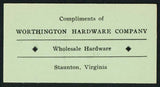 Vintage ticket NORTH RIVER FAIR 1959 Worthington Hardware Co Staunton Virginia