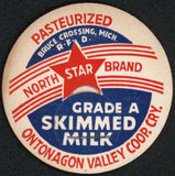 Vintage milk bottle cap NORTH STAR Skimmed Ontonagon Valley Bruce Crossing Mich