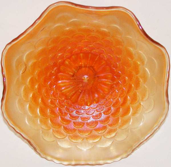 Vintage carnival glass compote NORTHWOOD PETALS pattern marigold twisted stem