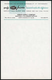 Vintage note sheet OIC VALVES Uhrich Supply Company North Kansas City Missouri