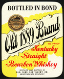 Vintage label OLD 1889 BRAND Bourbon Whiskey Bottled In Bond Meadowlawn KY n-mint+