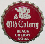 Vintage soda pop bottle cap OLD COLONY BLACK CHERRY colonial man pictured cork
