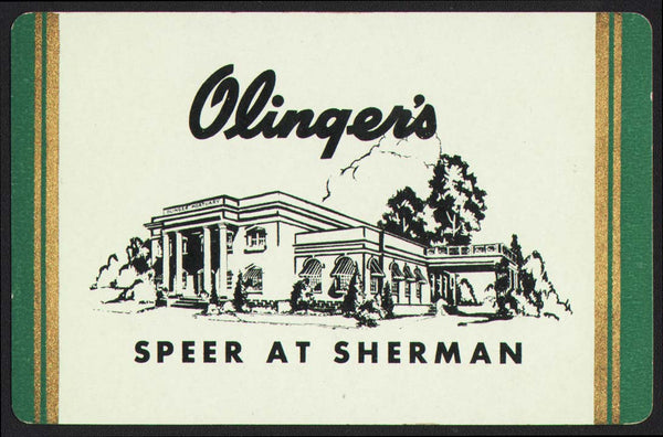 Vintage playing card OLINGERS Mortuary building Speer at Sherman Denver Colorado