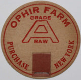 Vintage milk bottle cap OPHIR FARM Grade A Raw Purchase New York new old stock