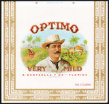 Vintage label OPTIMO cigar box inner man pictured Florida embossed unused n-mint+