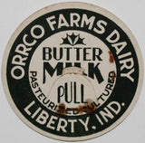 Vintage milk bottle cap ORRCO FARMS DAIRY Butter Milk Liberty Indiana unused