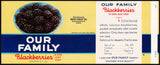 Vintage label OUR FAMILY Blackberries Nash Finch Minneapolis Minnesota n-mint+