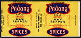 Vintage label PADANG SPICES Black Pepper New Orleans Louisiana unused n-mint+