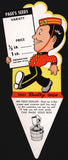 Vintage sign PAGES SEEDS die cut cardboard cartoon bellhop picture unused n-mint
