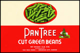 Vintage label PAN TREE Cut Green Beans 6lb5oz Arkansas City Kansas unused n-mint+
