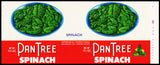 Vintage label PAN TREE Spinach pictured Arkansas City Kansas unused n-mint+