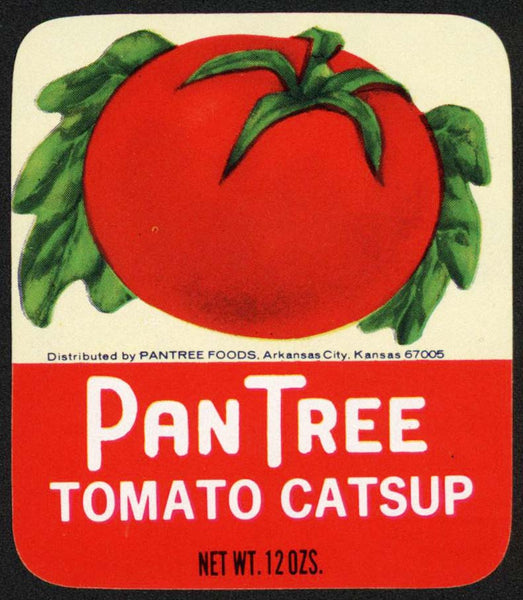 Vintage label PAN TREE Catsup Arkansas City Kansas unused new old stock n-mint+