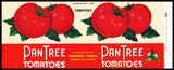 Vintage label PAN TREE Tomatoes pictured Arkansas City Kansas unused n-mint+