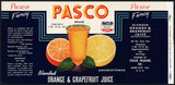 Vintage label PASCO Orange Grapefruit Juice #2 Dade City Florida unused n-mint