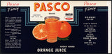 Vintage label PASCO Orange Juice #3 Dade City Florida unused new old stock n-mint