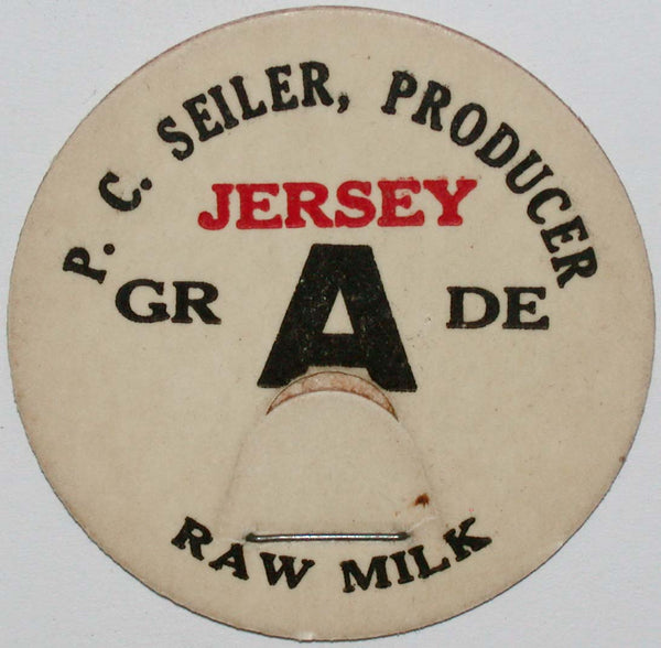 Vintage milk bottle cap P C SEILER PRODUCER Jersey Raw Milk Wichita Kansas unused