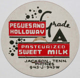 Vintage milk bottle cap PEGUES AND HOLLOWAY Sweet Milk Jackson Tennessee unused
