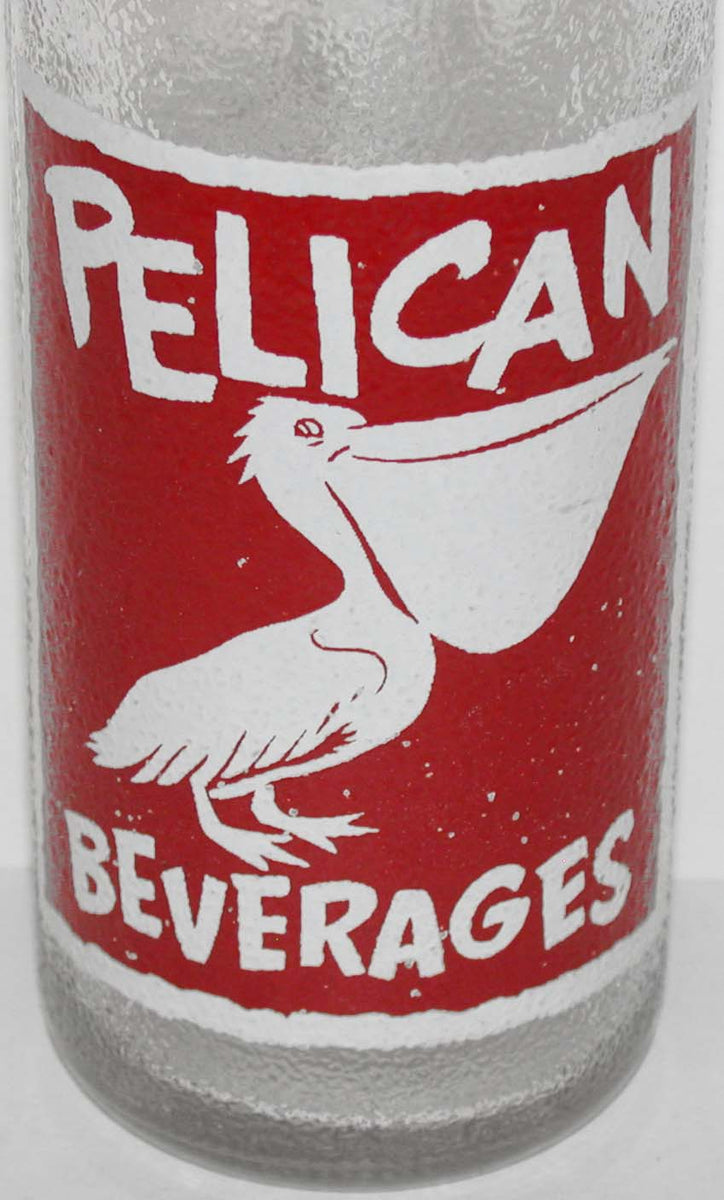 Vintage soda pop bottle PELICAN BEVERAGES bird pictured 10oz 1956