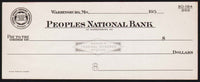 Vintage bank check PEOPLES NATIONAL BANK Warrensburg Missouri dated 1950s n-mint