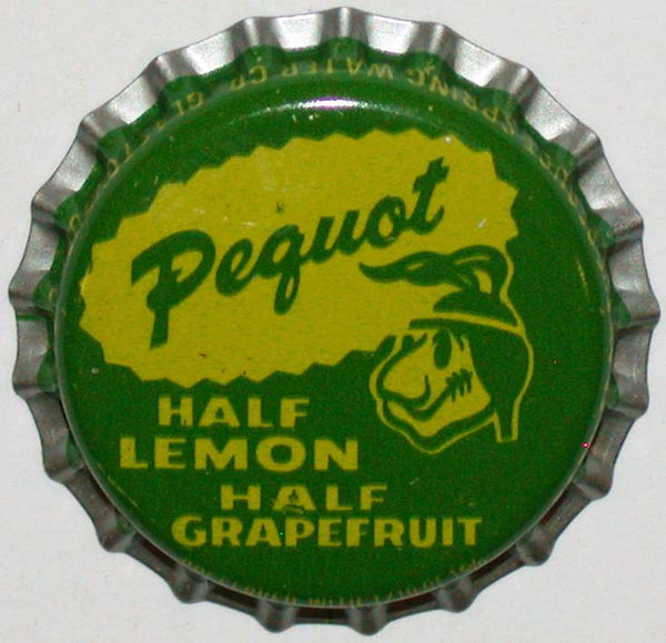 Vintage soda pop bottle cap PEQUOT HALF LEMON HALF GRAPEFRUIT with indian unused