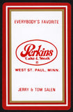 Vintage single playing card PERKINS CAKE STEAK Jerry Tom Salen West St Paul Minn