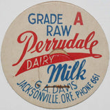 Vintage milk bottle cap PERRYDALE DAIRY Raw G A Davis Jacksonville Oregon unused