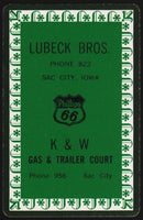 Vintage playing card PHILLIPS 66 Lubeck Bros K and W Gas Trailer Sac City Iowa