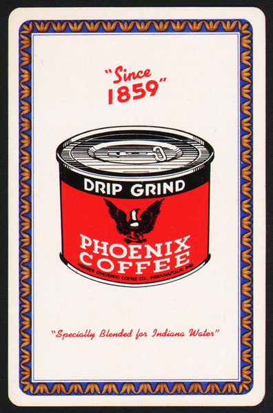 Vintage playing card PHOENIX COFFEE key wind tin pictured Hoosier Indianapolis
