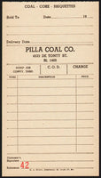 Vintage receipt PILLA COAL CO St Louis Missouri unused new old stock n-mint+