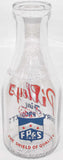 Vintage milk bottle PILLEYS Fine Dairy 2 color TRPQ pyro quart Sioux City Iowa