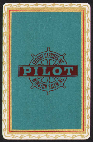 Vintage playing card PILOT FREIGHT CARRIERS INC blue background Winston Salem NC