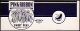 Vintage label PINK RIBBON Sweet Peas WWII logo Olney Floyd Westernville New York