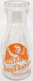 Vintage milk bottle PITTSBURG FARM DAIRIES ASSOCIATION baby dated 1947 pyro pint