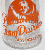 Vintage milk bottle PITTSBURG FARM DAIRIES ASSOCIATION baby dated 1947 pyro pint