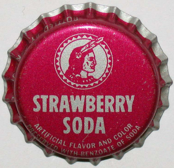 Vintage soda pop bottle cap POKAGON STRAWBERRY indian pictured Angola Indiana unused