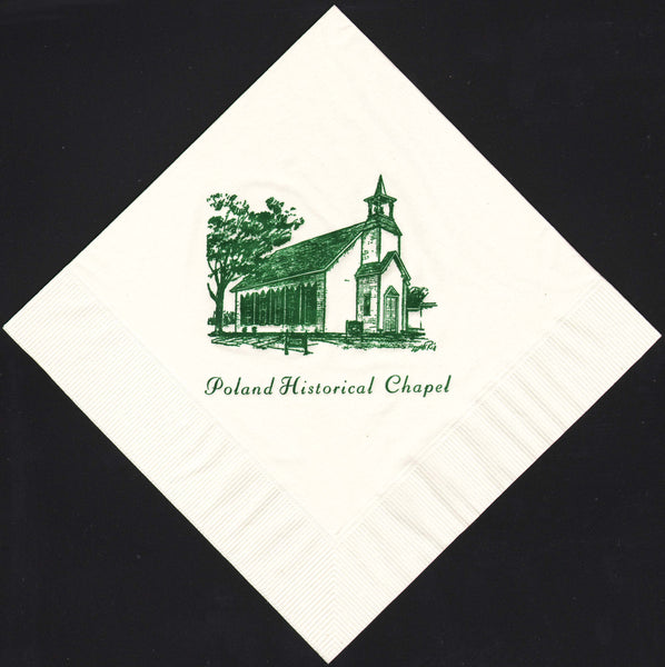 Vintage napkin POLAND HISTORICAL CHAPEL picturing the chapel Indiana unused n-mint