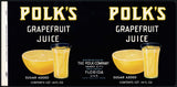 Vintage label POLKS Grapefruit Juice #2 Haines City Florida McAllen Texas unused