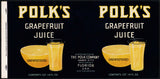 Vintage label POLKS Grapefruit Juice #3 Haines City Florida McAllen Texas unused
