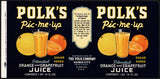 Vintage label POLKS Orange and Grapefruit Juice #2 Haines City Florida unused