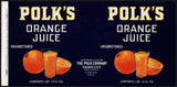 Vintage label POLKS Orange Juice #3 Haines City Florida unused new old stock