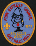 Vintage Boy Scout patch PONY EXPRESS COUNCIL 1973 East Hills Mall St Joseph MO