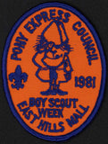 Vintage Boy Scout patch PONY EXPRESS COUNCIL 1981 East Hills Mall St Joseph MO