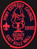 Vintage Boy Scout patch PONY EXPRESS COUNCIL 1995 East Hills Mall St Joseph MO